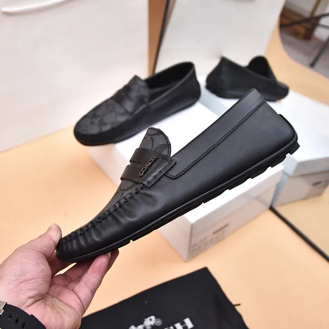 Coach Black Gray Penny Signature C-Print Canvas Loafer