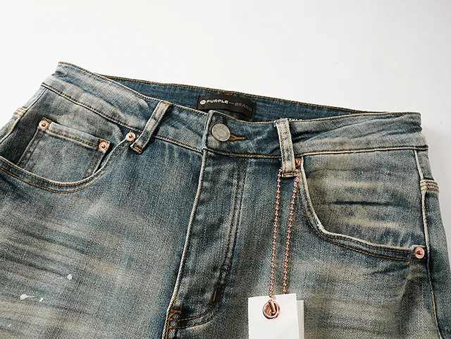 Purple Brand Distressed Paint-Splattered Slim-Fit Light Wash Jeans