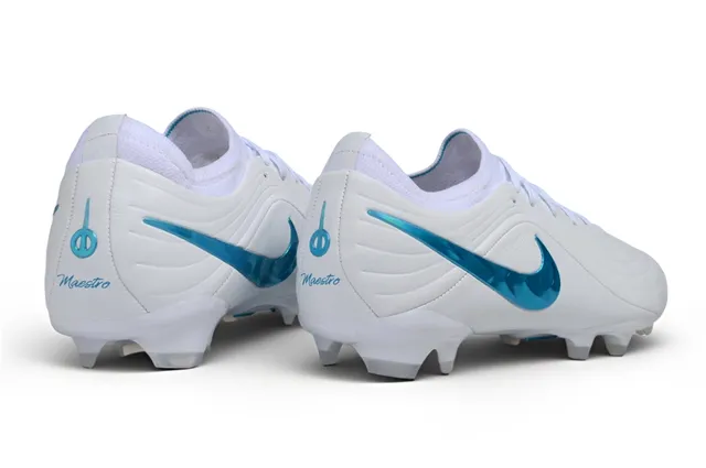 Nike Phantom GT White and Cyan Iridescent Firm-Ground Soccer Shoes