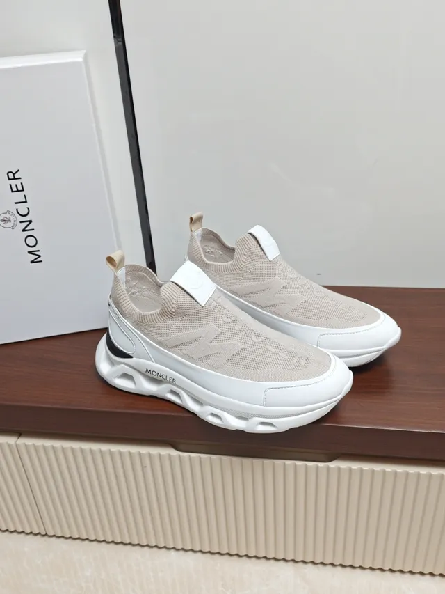 Moncler Slip-On Knit Beige and White Lifestyle Sneakers