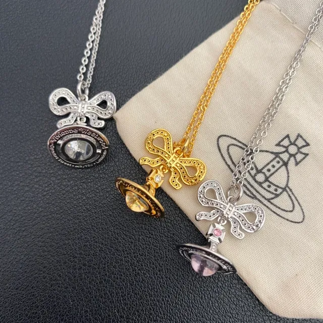 Vivienne Westwood Orb Bow Silver Gold Pendant Motif Necklace
