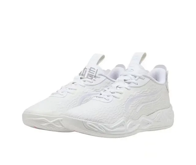 Puma White Textured Knit Upper Sculpted Monochrome Midsole Lifestyle Sneakers