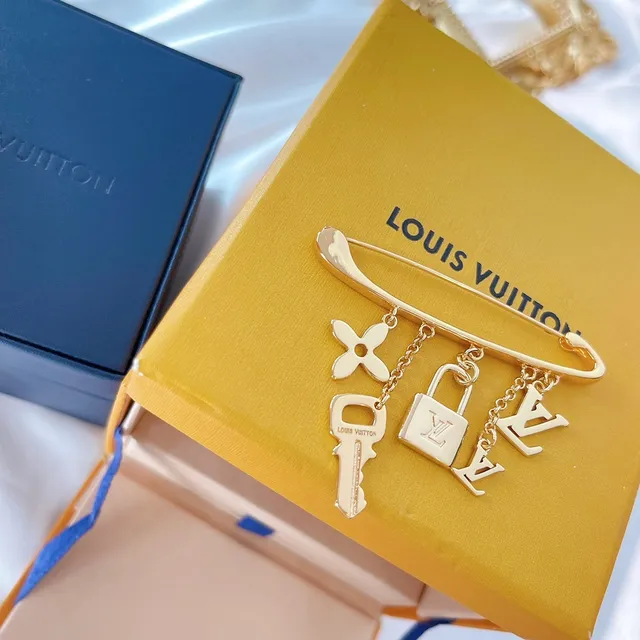 Louis Vuitton Monogram Icons Gold-Tone Safety Pin Brooch