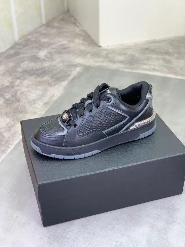 Versace Odissea Black and Brown Greca Pattern Lifestyle Sneakers