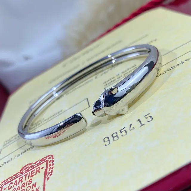 Cartier Panthère Gold Silver Open Bangle Panther Head Terminals Bracelet