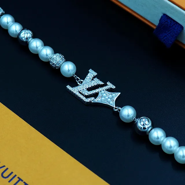Louis Vuitton Pearl and Pavé LV Monogram Crown Bracelet
