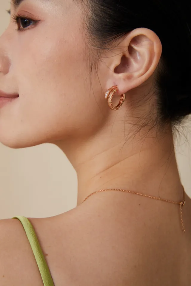 Bvlgari Serpenti Segmented Pavé Hoop Earrings