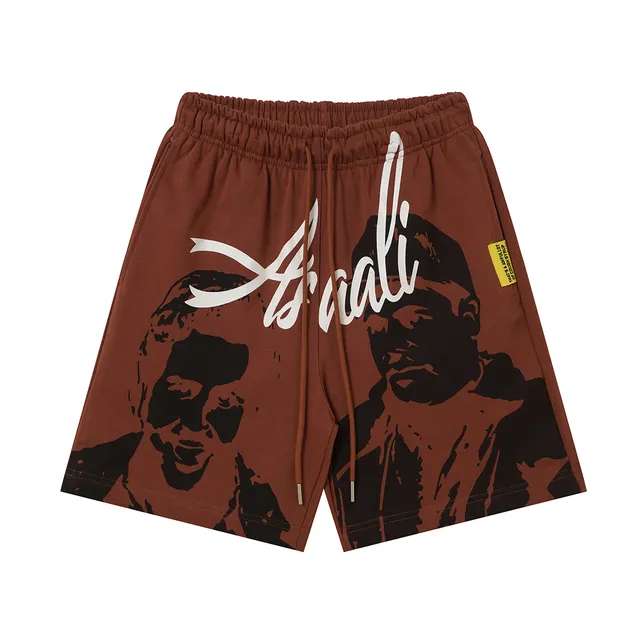 Graphic-Print Elastic-Waist Drawstring Shorts