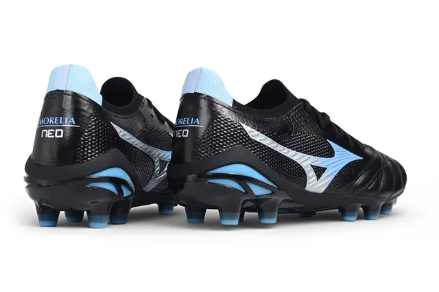 Mizuno Black Blue Quilted Synthetic Leather Forefoot Mesh Tongue And Collar Firm-Ground Soccer Shoes