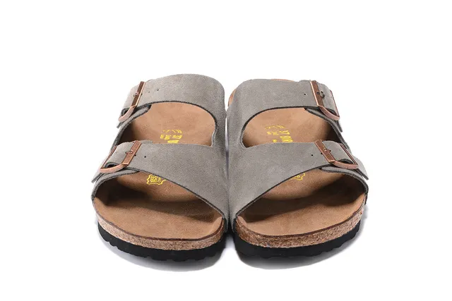 Birkenstock Arizona Gray Suede Two-Strap Casual Sandals