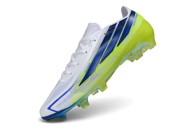 Adidas Hyperfast Yellow Blue Low-Cut Synthetic Upper Asymmetrical Lacing Firm-Ground Soccer Shoes