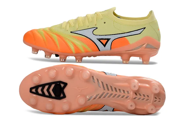 Mizuno Morelia Neo Pale Yellow Orange Firm-Ground Soccer Shoes