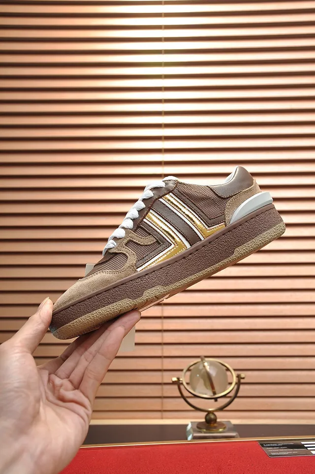 Lanvin Brown and Gold Stripe Lifestyle Sneakers