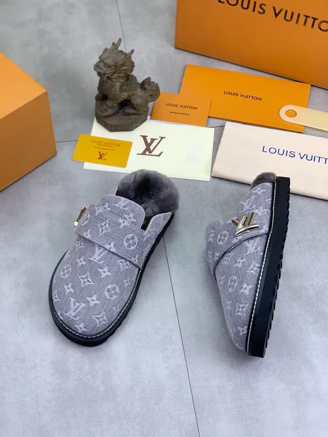 Louis Vuitton Monogram Canvas Shearling-Lined Buckle Loafer