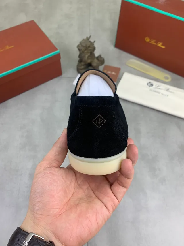 Loro Piana Horsebit Loafer Black Suede Cream Sole Loafers