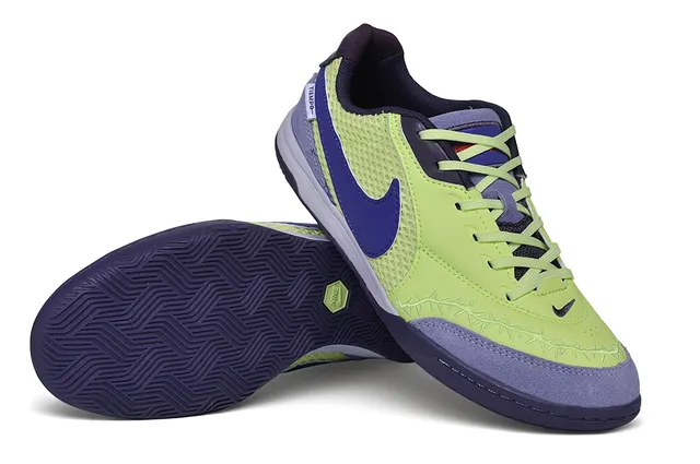 Nike Green Purple Low-Top Mesh And Synthetic Upper Indoor Soccer Shoes