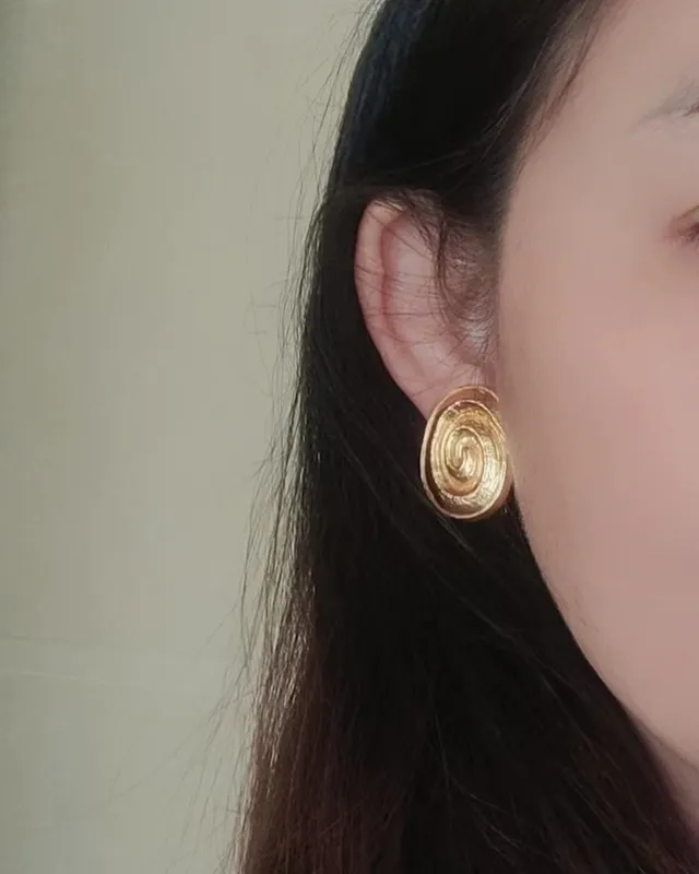 Saint Laurent Spiral Gold Clip-On Earrings