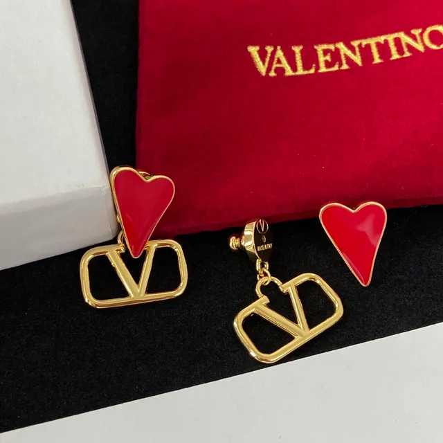 Valentino VLTN Enamel Heart Stud Earrings