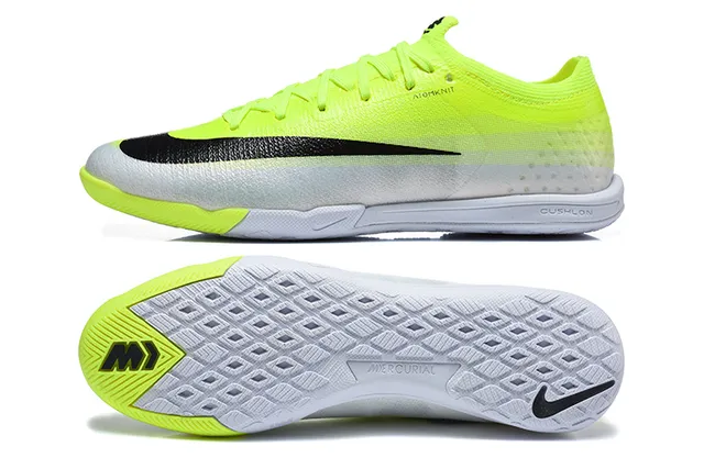 Nike Yellow Black Low-Cut Knit Upper Gradient Neon To White Indoor Soccer Shoes