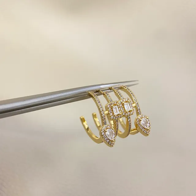 Gold and Silver Tone Pavé-Set Open-Band Multi-Stone Rings