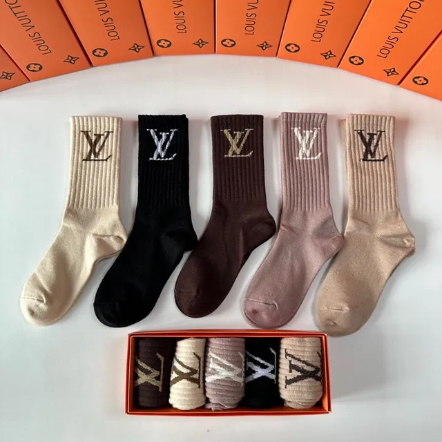 Louis Vuitton Monogram Ribbed Knit Crew Socks