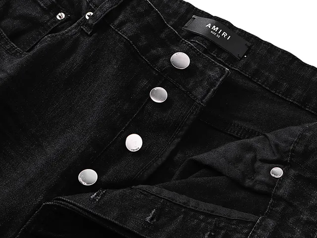Distressed Slim-Fit Black Denim Jeans