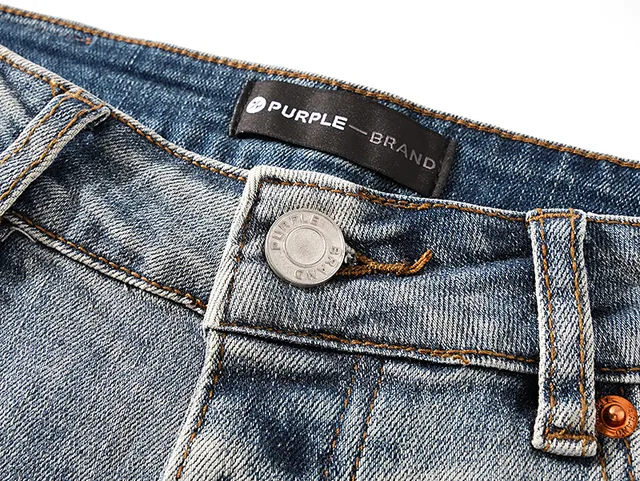 Purple Brand Distressed Paint-Splatter Light-Wash Slim-Fit Jeans