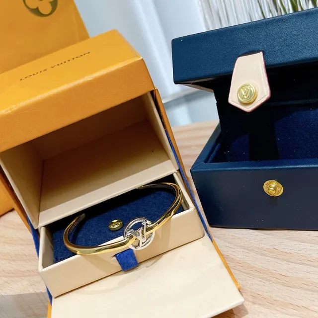 Louis Vuitton LV Circle Gold-Tone Interlocking Monogram Bracelet