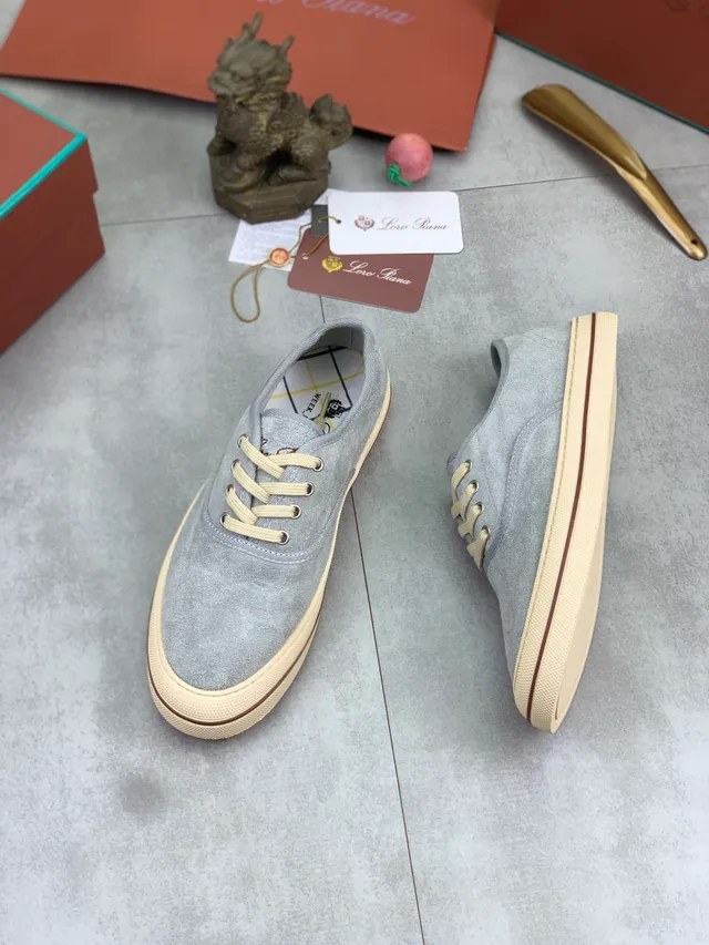 Gray Beige Suede Upper Laces Canvas Shoes
