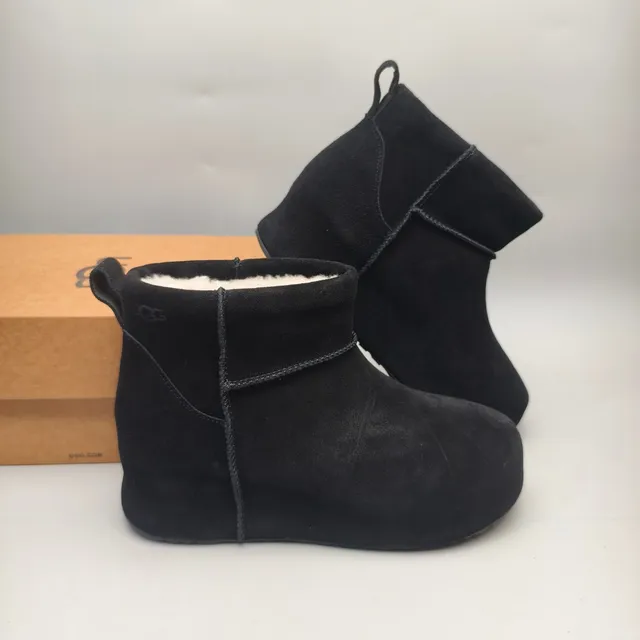 UGG Black Slip-On Folded Cuff Snow Boots