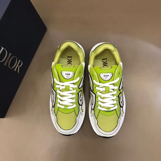 Dior Green Beige Platform Sole Oversized Logo Graphic Chunky Sneakers