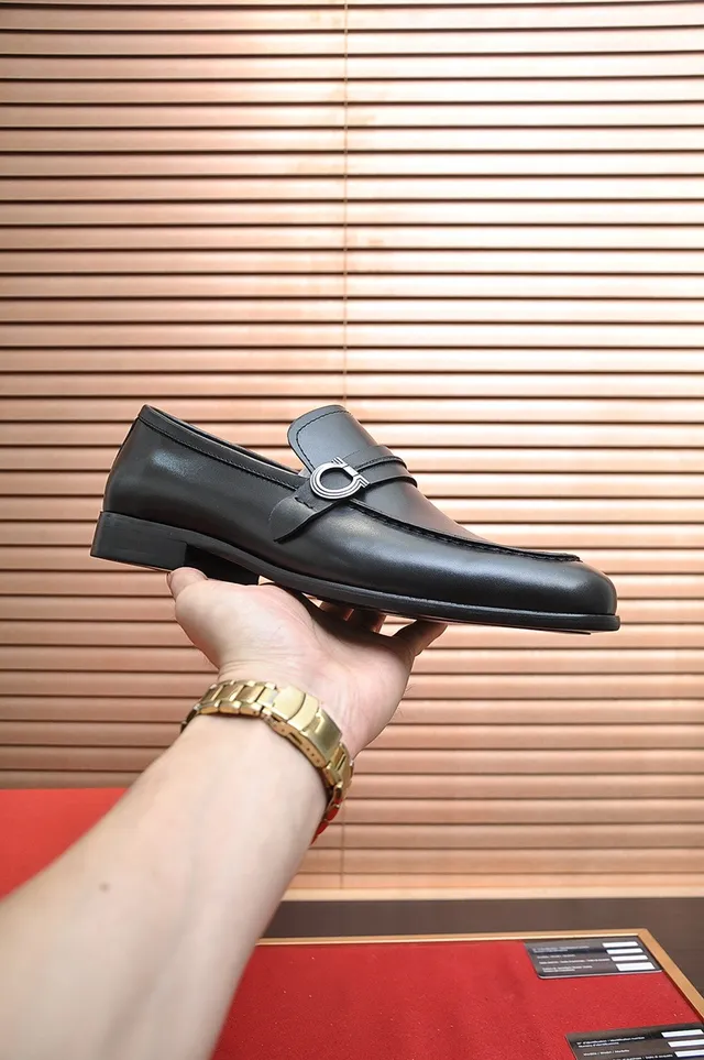 Salvatore Ferragamo Gancini Black Leather Loafers