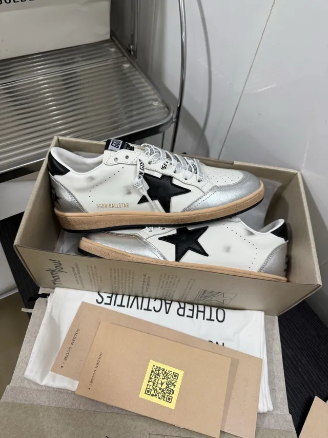 Golden Goose Ball Star White Silver Black Lifestyle Sneakers