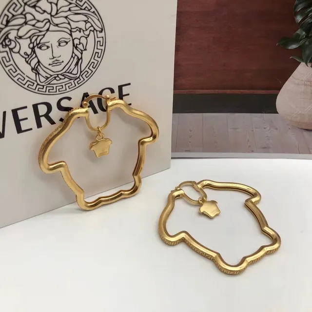 Versace Medusa Hoop Gold Irregular-Shaped Dangling Charm Earrings