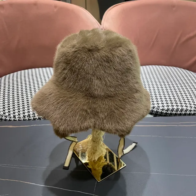Brown Beige Fur-Lined Ear-Flap Beanie