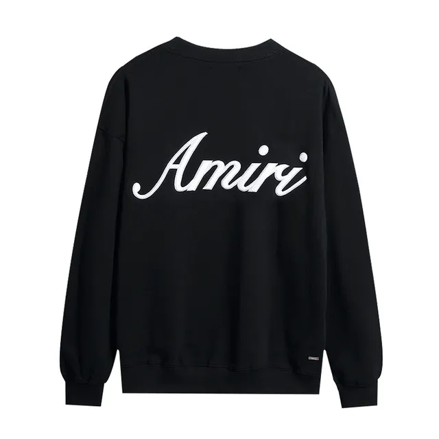Amiri Script Logo Crewneck Black White Embroidered Sweater
