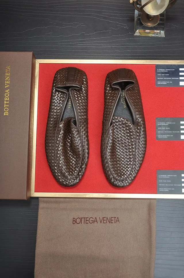 Bottega Veneta Andiamo Brown Black Intrecciato Woven Leather Slip-On Loafer