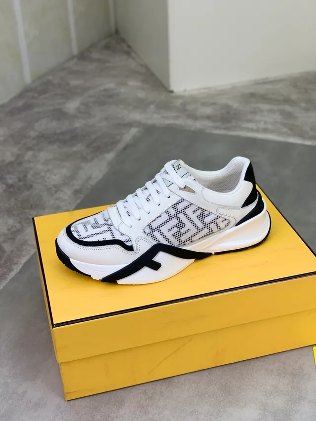 Fendi FF Sneaker White Black Sole Monogram Mesh Chunky Sneakers