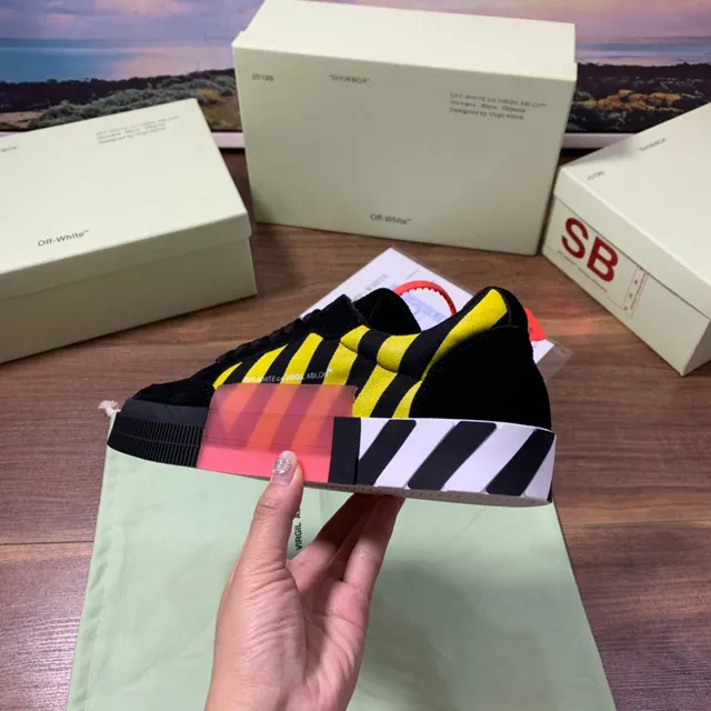Off-White Black and Yellow Striped Arrow Logo Lifestyle Sneakers