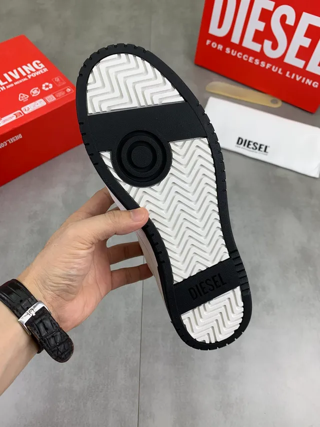 Diesel Off-White Embossed Leather Lifestyle Sneaker