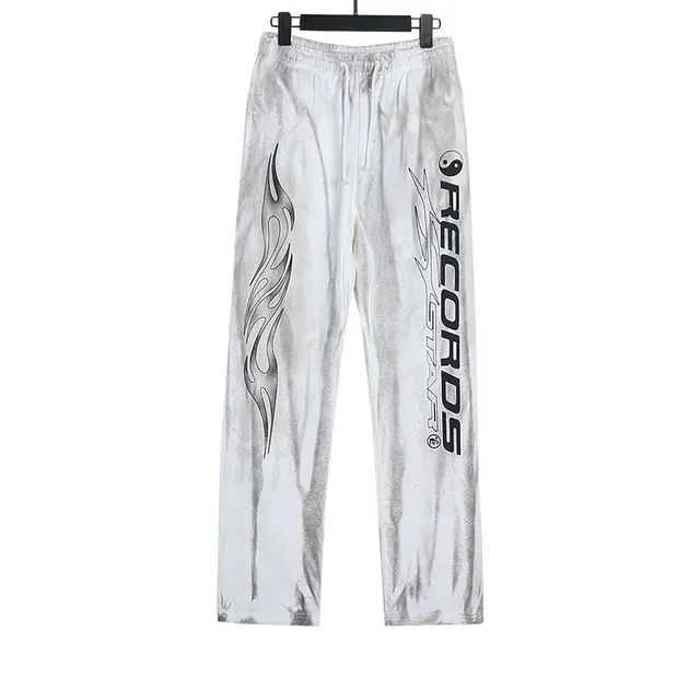 RECORDS Graphic Print Bleach-Wash Tracksuit