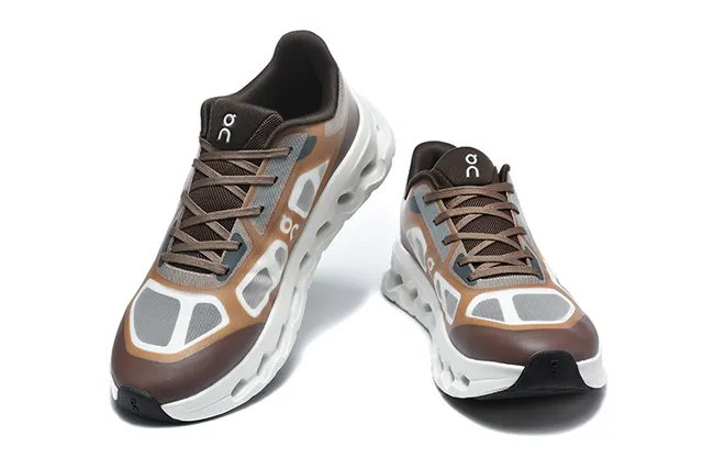 On Black White Engineered Mesh Upper Open Hexagonal CloudTec Pods Running Shoes