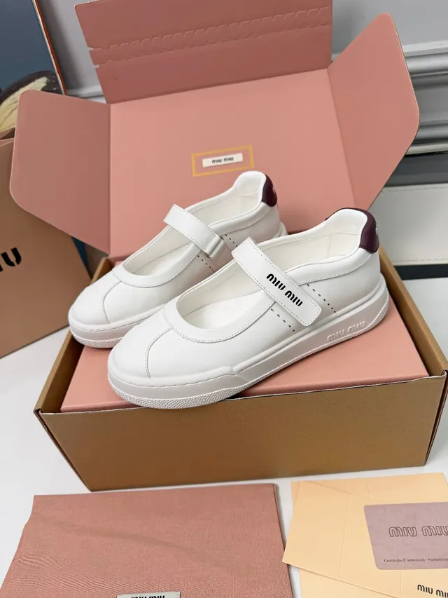 Miu Miu Arcadie White Leather Mary Jane Shoes