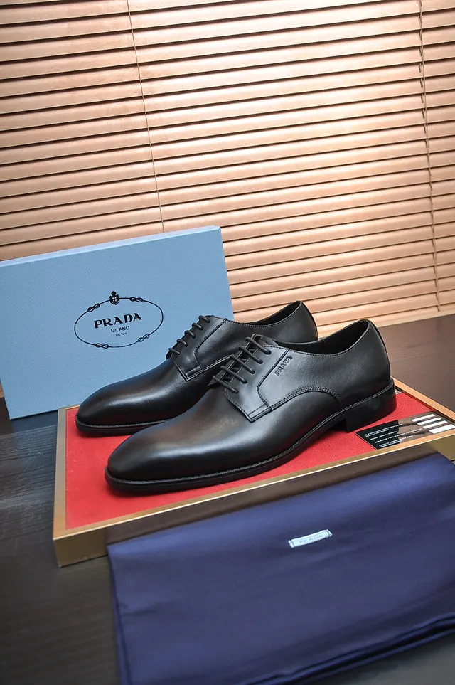 Prada Black Cap-Toe Oxford Shoes