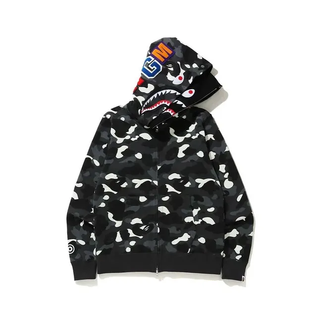 A Bathing Ape Shark Black Multicolor Full-Zip Hood Hoodie