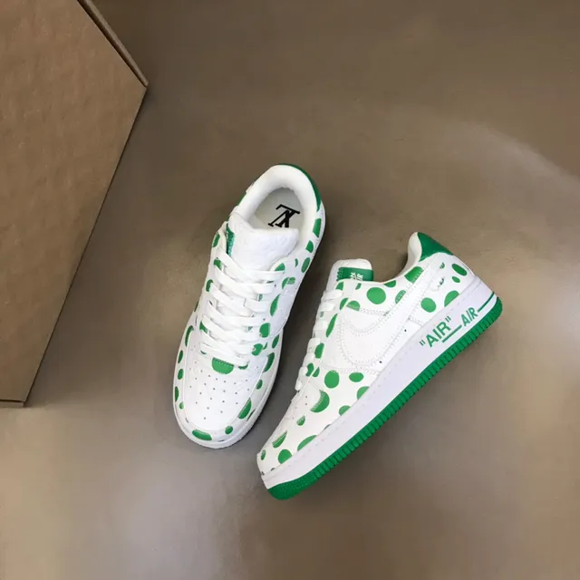 Nike Air Force 1 White Green Polka-Dot Lifestyle Sneakers