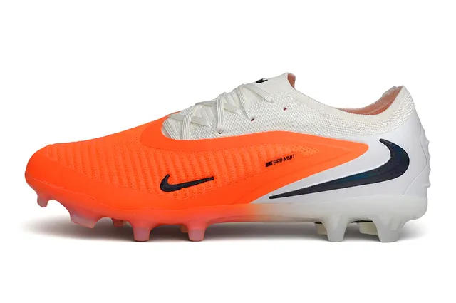 Nike Phantom GT Orange White Knit Upper Asymmetrical Lacing Firm-Ground Soccer Shoes
