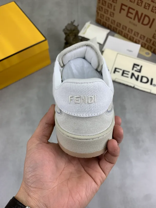Fendi Sneakers Off-White Suede and Mesh Lifestyle Sneakers