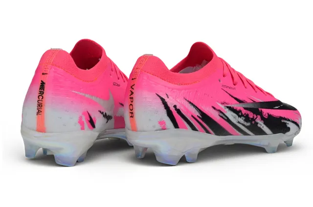 Nike Pink Black Flyknit Upper Iridescent Translucent Sole Firm-Ground Soccer Shoes