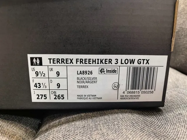 Adidas TERREX Black White Silhouette GORE-TEX Waterproofing Running Shoes